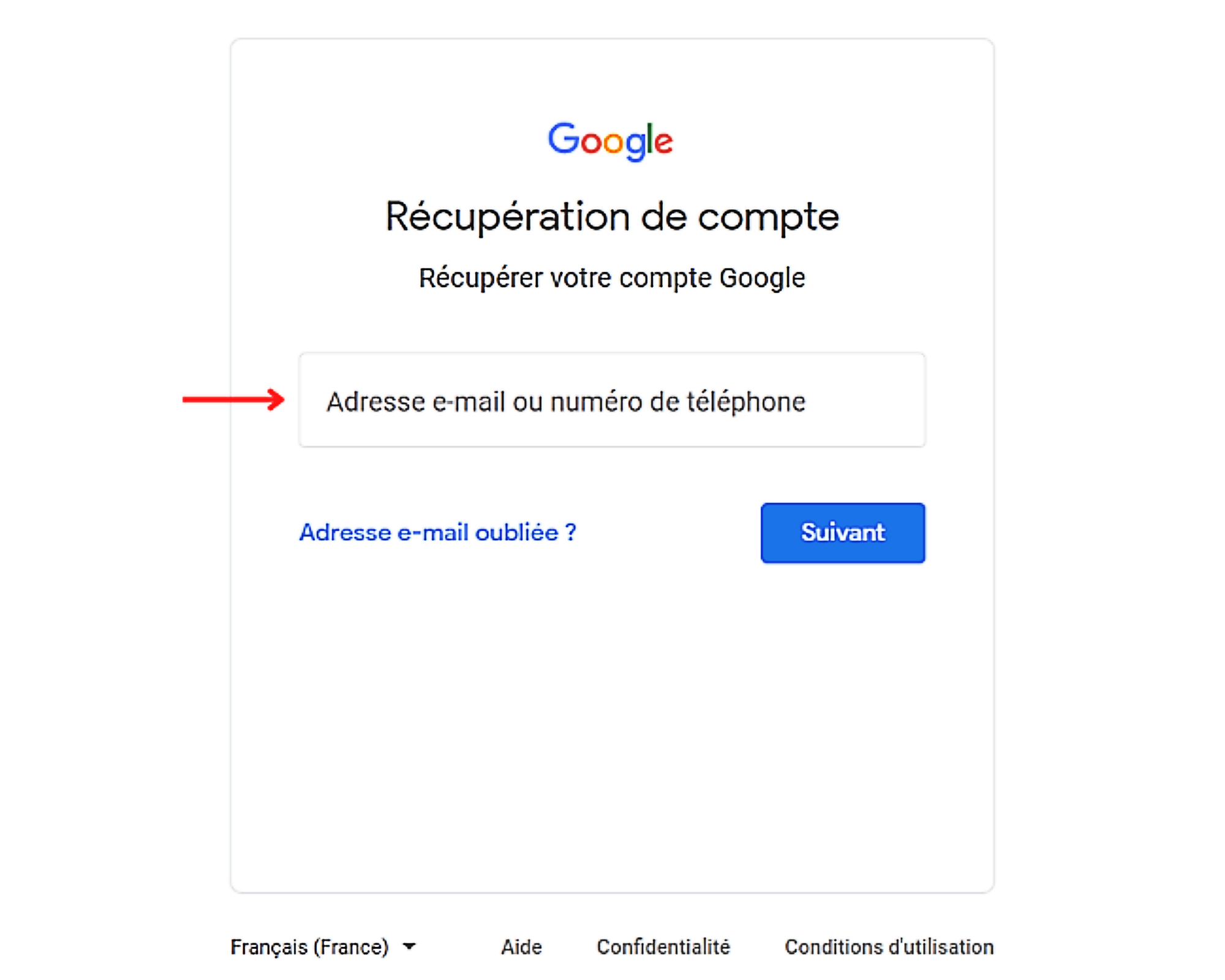 recuperer-compte Gmail-page
